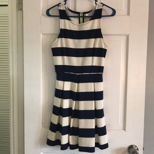 Xhilaration Navy Blue & White Striped Dress